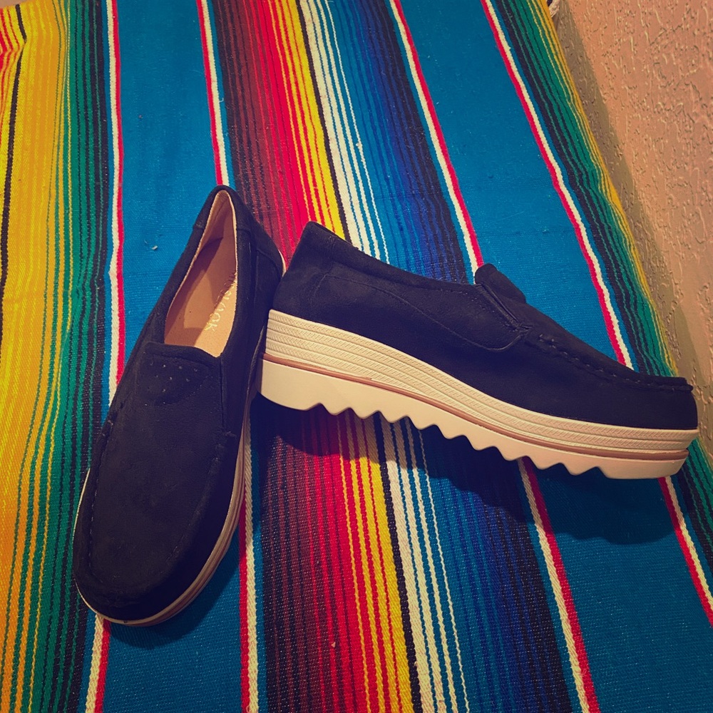 Black Suede Platform Loafers